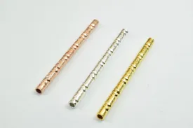 12 PCs Straight Tube Jewelry Finding Beads 3x40mm/3x45mm/3x50mm Diamond Cut Gold/Silver/ Rose Gold For Jewelry Making