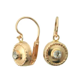 1202FR - 19.2k Portuguese Gold Kids Earrings (Hinge Hook-Front Fastening)