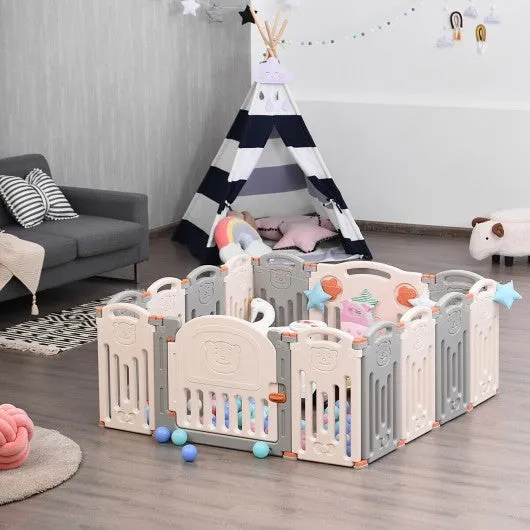 14 Panel Foldable Kids Playpen & Activity Center