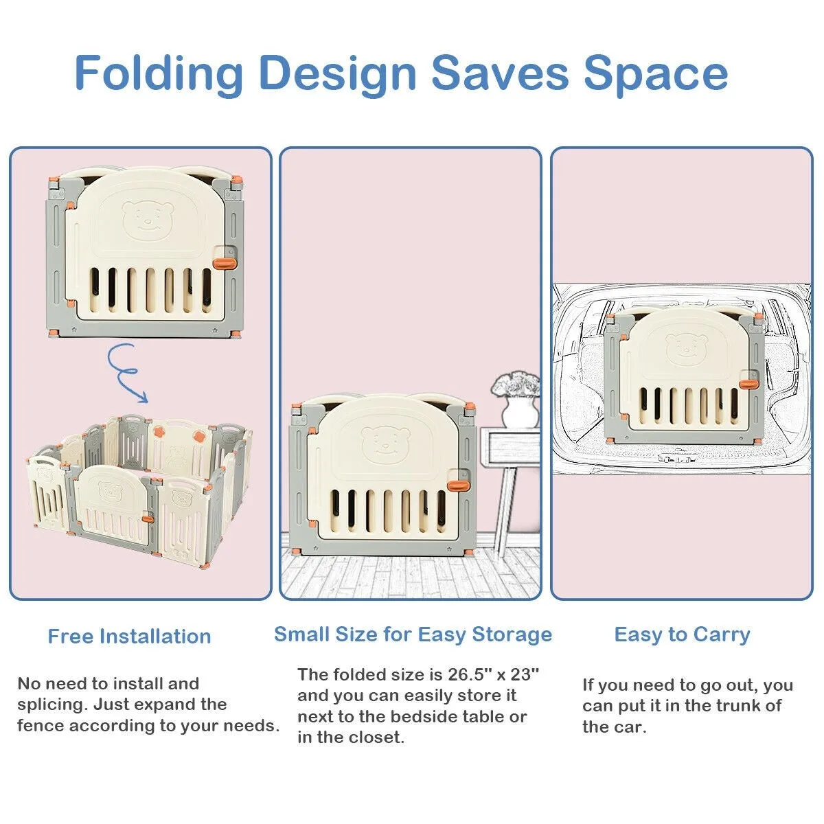 14 Panel Foldable Kids Playpen & Activity Center