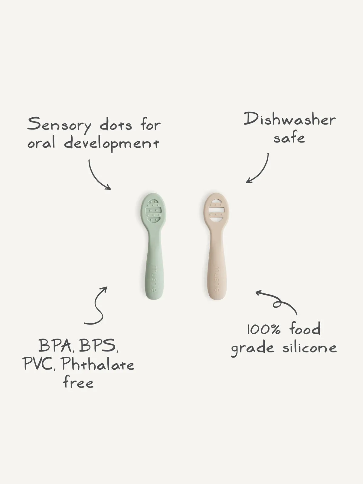 2-Pack First Feeding Baby Spoons, Blush/Shifting Sand