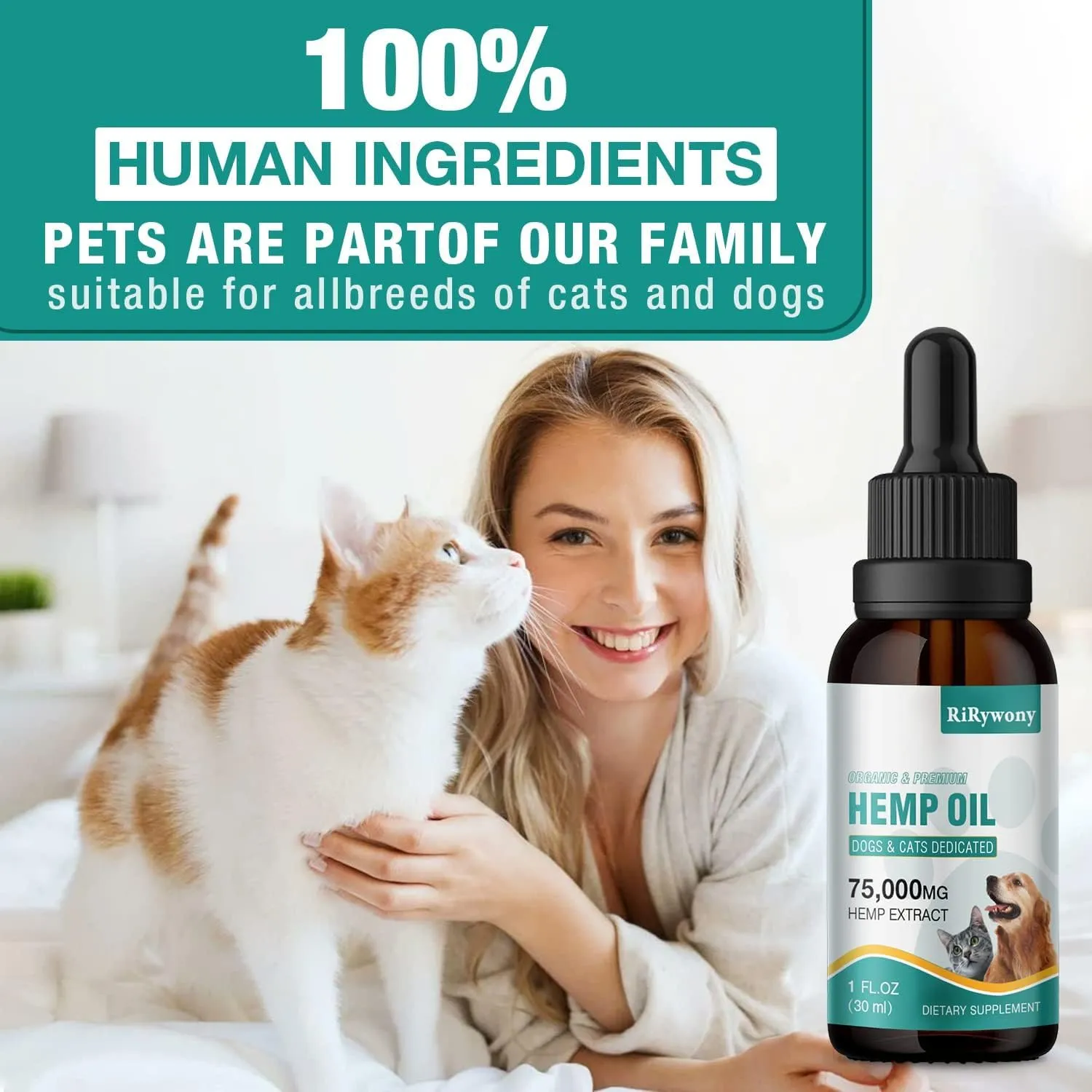 2 Pack Hemp Oil for Dogs Cats - Pure Hemp Drops for Pets Arthritis Pain Anxiety Relief Stress - Dog Herbal Supplements -Hip Joint Support Calming - Skin Health - Omega 3 6 9 Fatty Acids - Made in USA