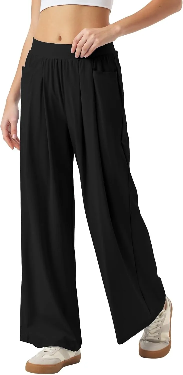 26"/28" Inseam Petite Womens Wide Leg Sweatpants Lightweight High Rise Upf50 Loose Thin Cool Summer Pants with Pockets 2025