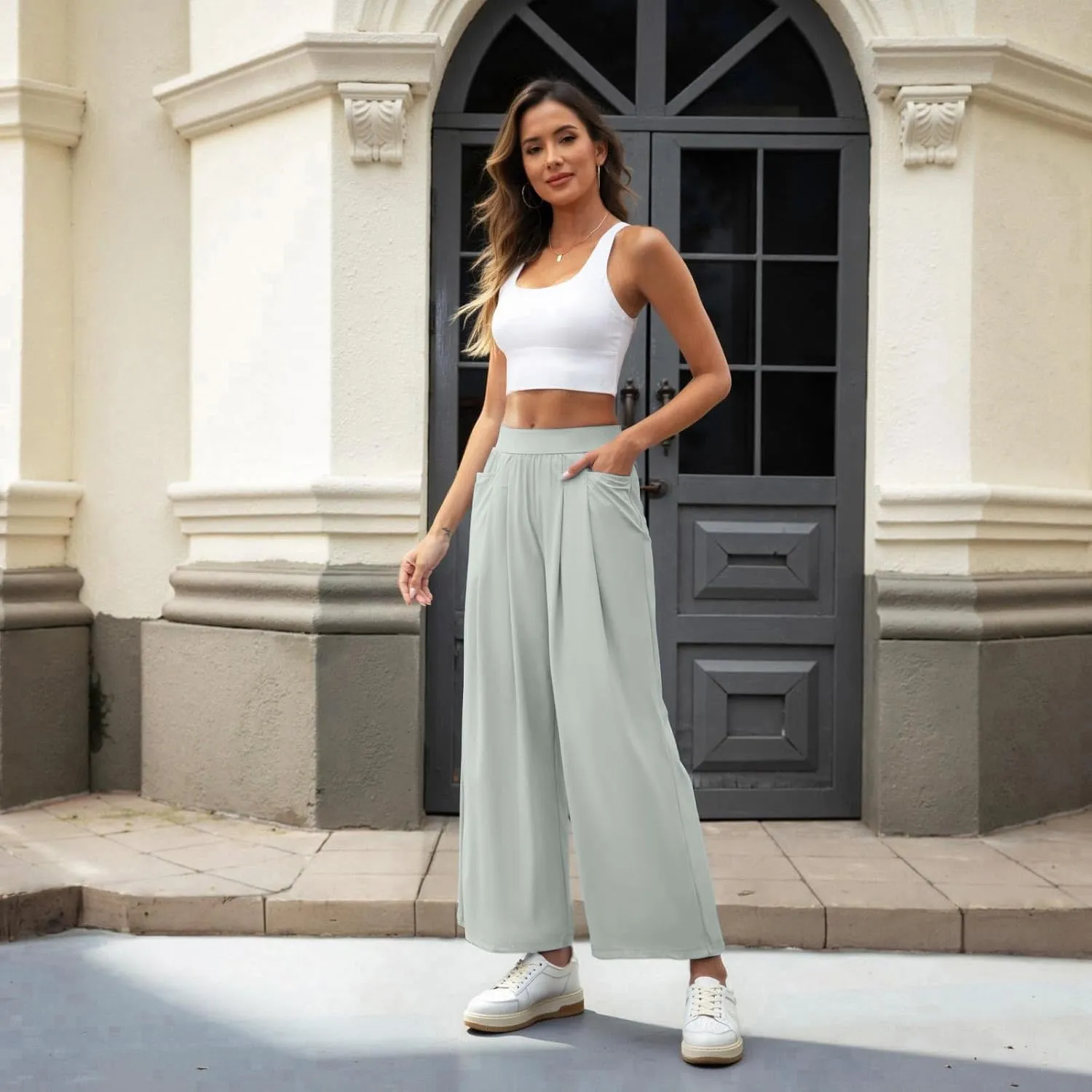 26"/28" Inseam Petite Womens Wide Leg Sweatpants Lightweight High Rise Upf50 Loose Thin Cool Summer Pants with Pockets 2025