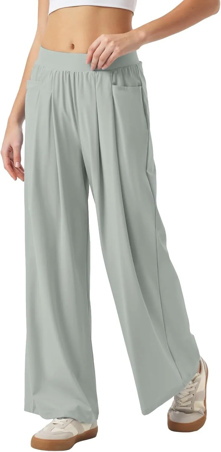 26"/28" Inseam Petite Womens Wide Leg Sweatpants Lightweight High Rise Upf50 Loose Thin Cool Summer Pants with Pockets 2025
