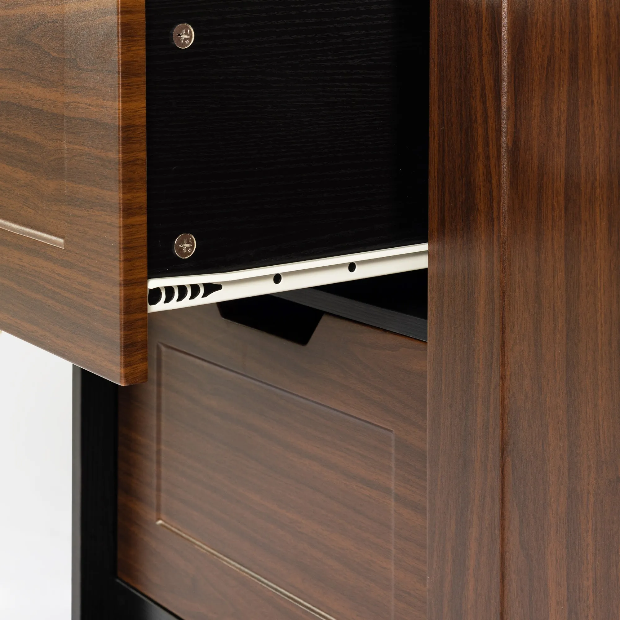 71-inch High wardrobe and cabinet , Clothes Locker，classic sliding barn door armoire, lockers, for bedrooms, cloakrooms, living rooms, color: black  brown