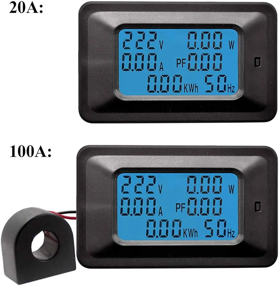 AC 20KW 110-250V 100A Digital Power Energy Voltmeter Ammeter Frequency Meter
