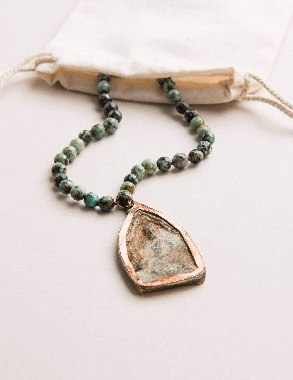 African Jasper Antique Charm Necklace