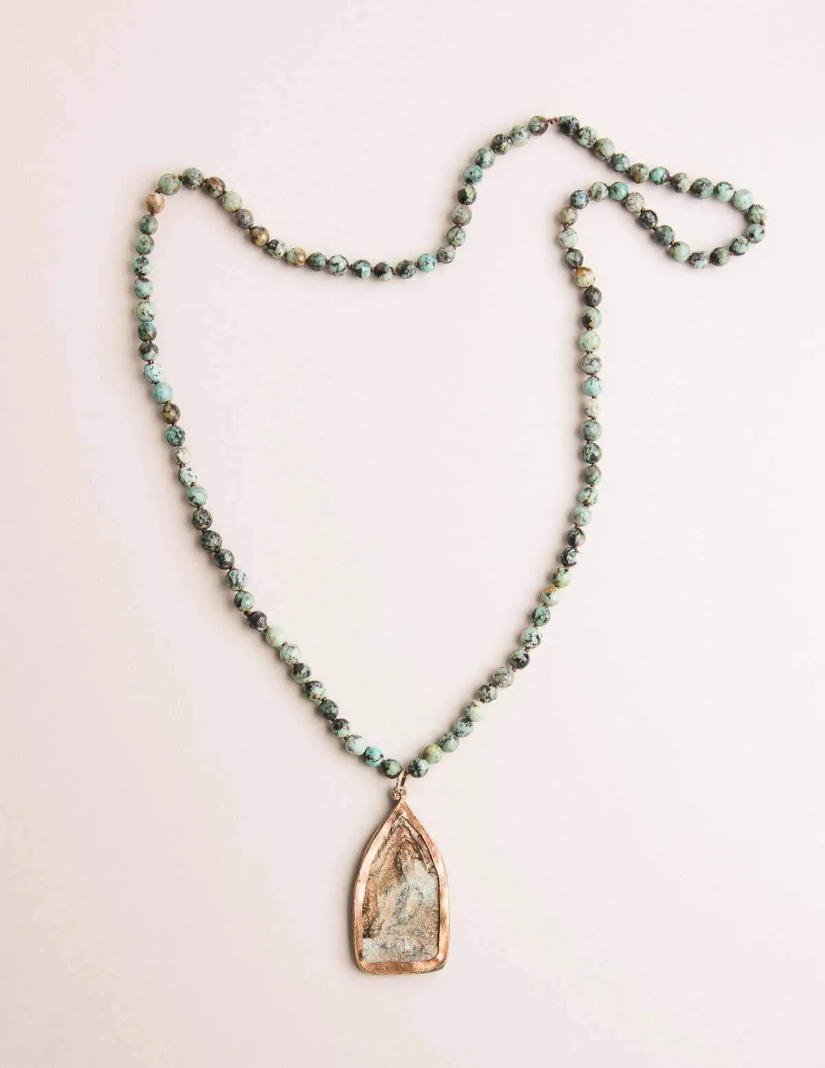 African Jasper Antique Charm Necklace
