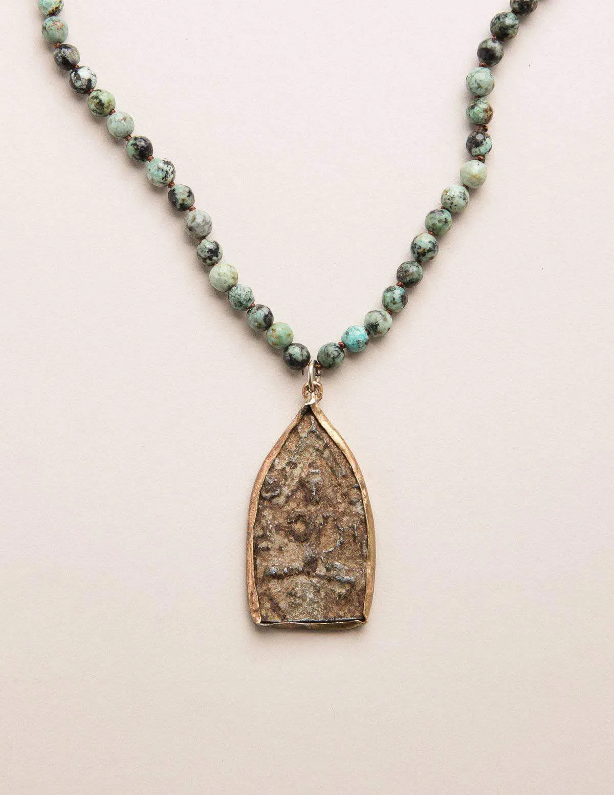 African Jasper Antique Charm Necklace