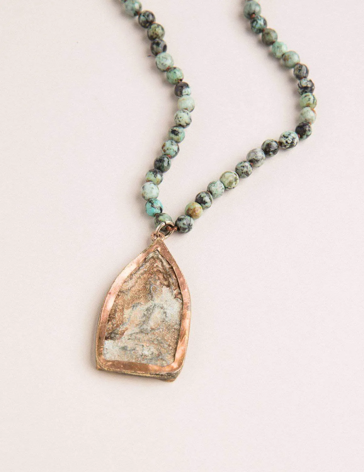 African Jasper Antique Charm Necklace