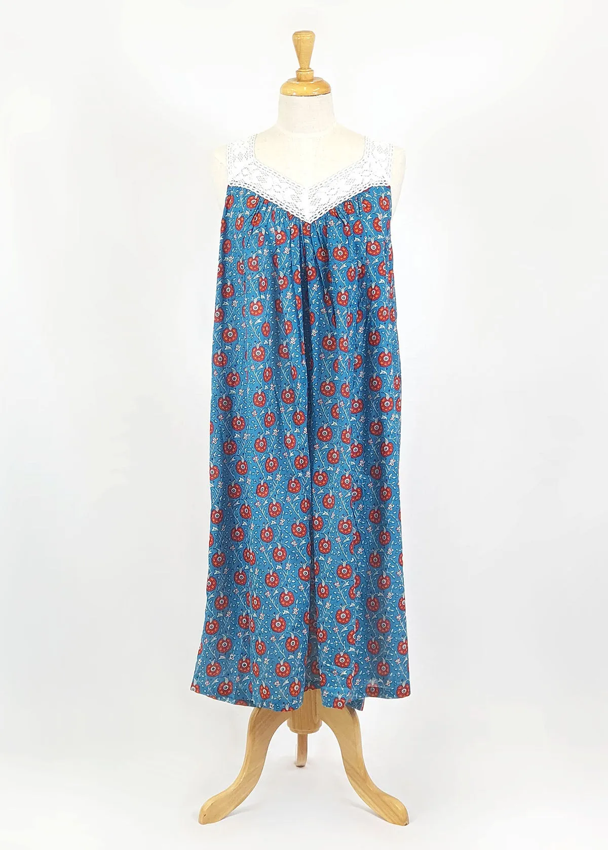 Arabella Teal Orange Flower V-Neck Nightie