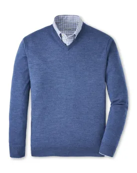 AUTUMN CREST V-NECK SWEATER - OCEAN BLUE
