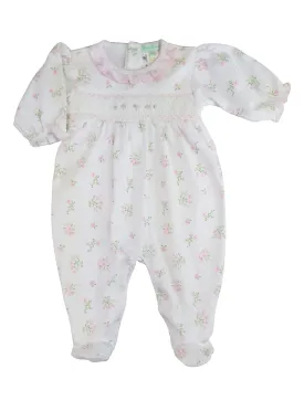 Baby Girl Hand Smocked Flower Footie