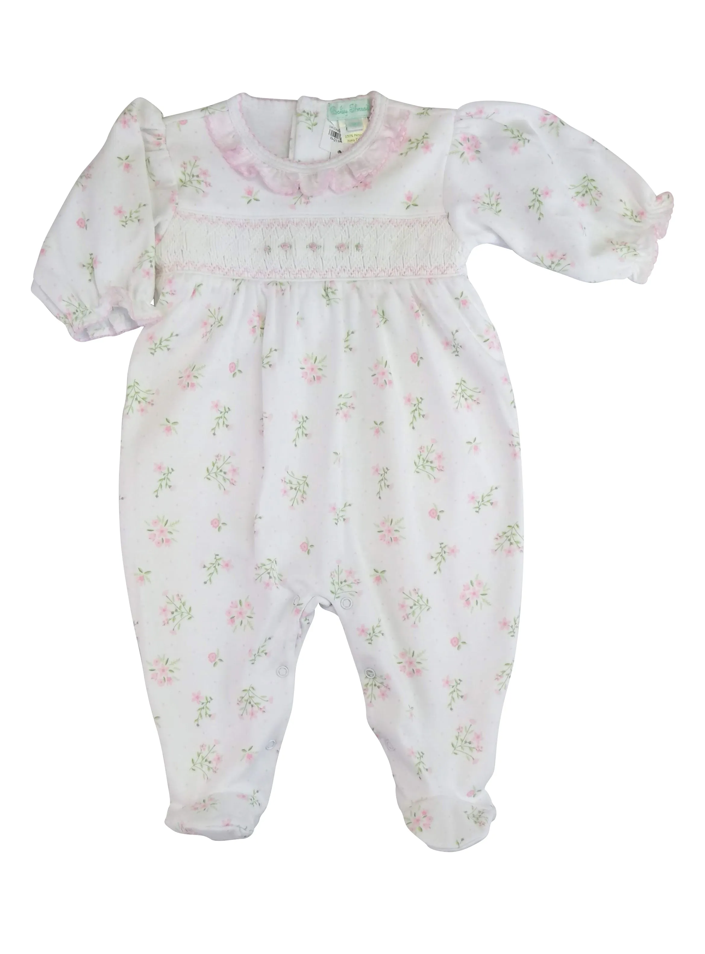 Baby Girl Hand Smocked Flower Footie