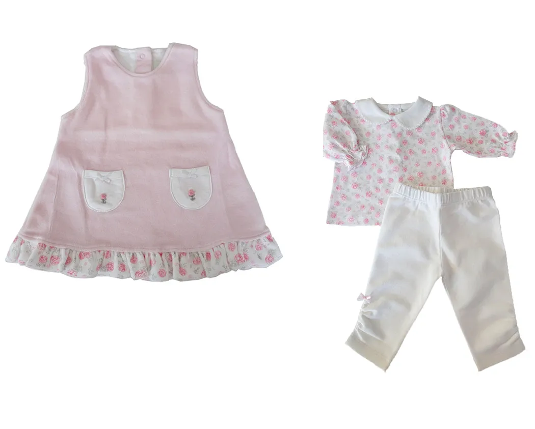 Baby Girl's Pink Velour "Arianne" 3 PC Dress Set