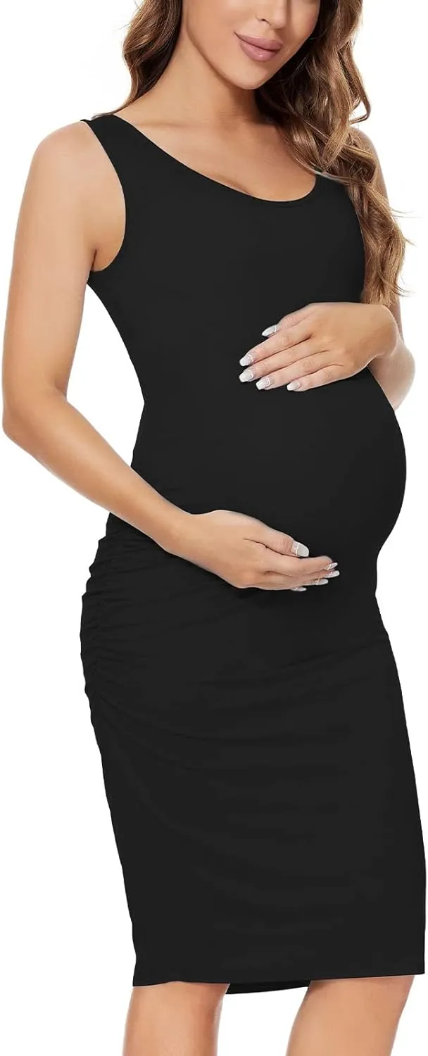 BBHoping Women's Maternity Sleeveless Dresses Maternity Tank Dress Mama Baby Shower Pregnancy Dress