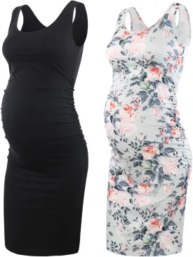 BBHoping Women's Maternity Sleeveless Dresses Maternity Tank Dress Mama Baby Shower Pregnancy Dress