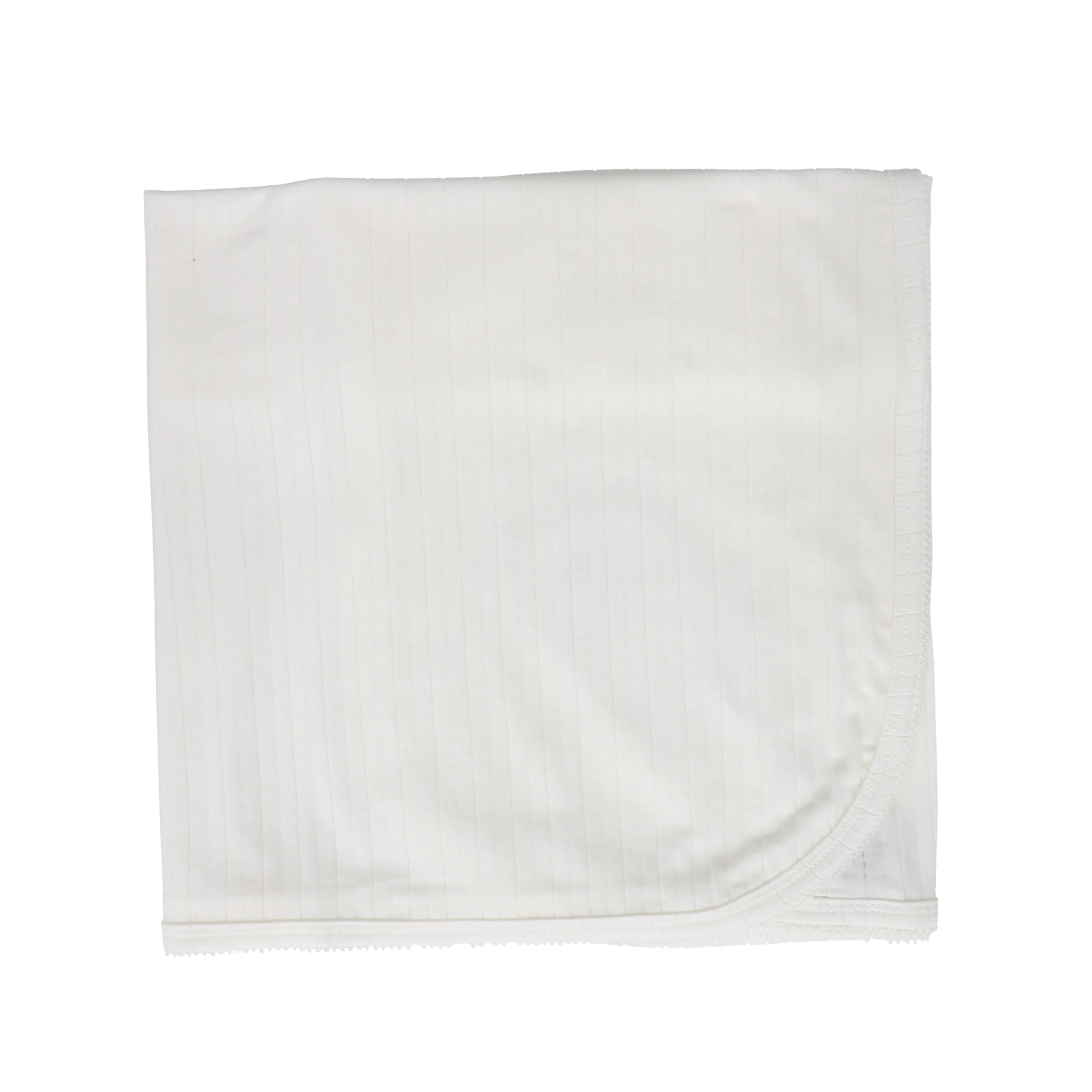 BEBE JOLEE WHITE SCALLOP TRIM RIBBED BLANKET [FINAL SALE]
