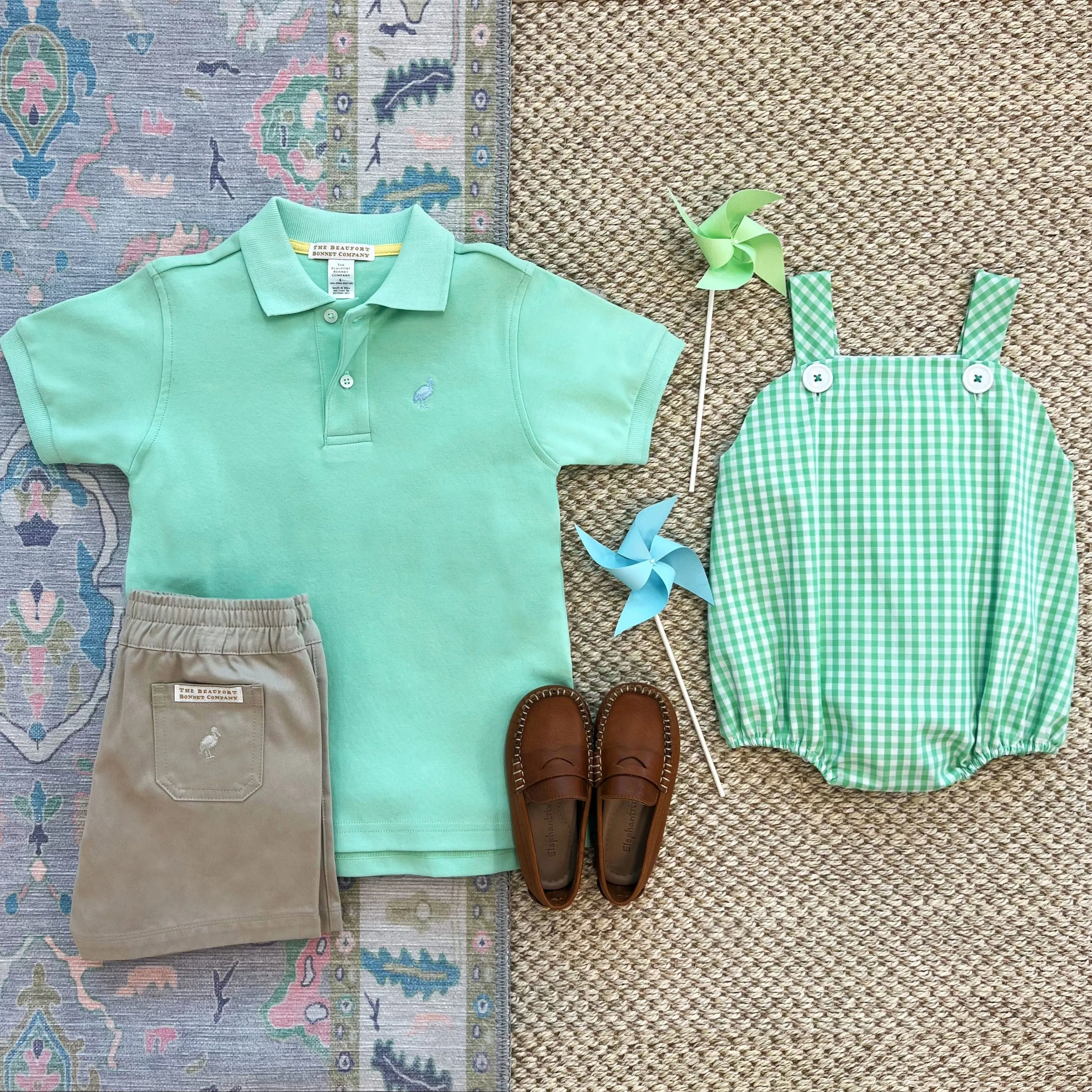 Bingham Bubble - Grafton Green Gingham with Worth Avenue White