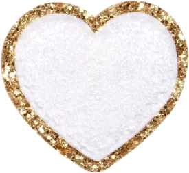 Blanc Glitter Varsity Heart Patch