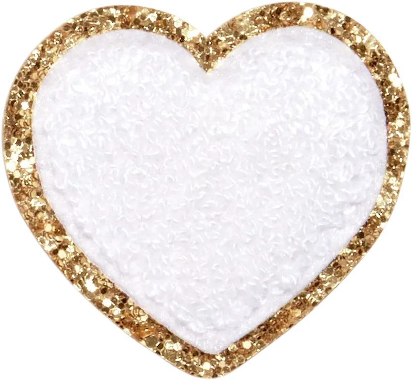 Blanc Glitter Varsity Heart Patch