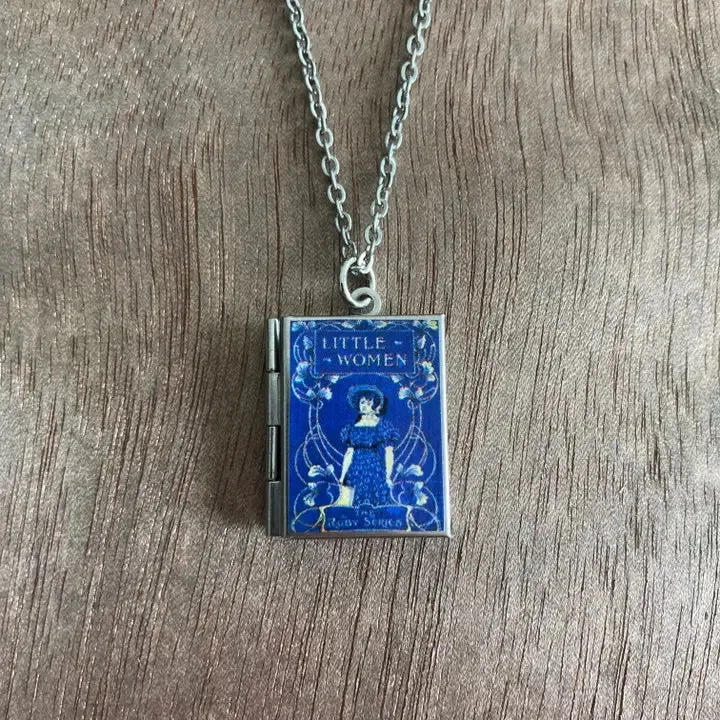 Blue Little Women Book Locket Necklace by Marshall and Rose