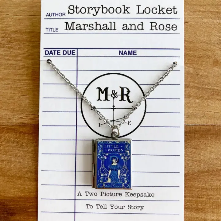 Blue Little Women Book Locket Necklace by Marshall and Rose