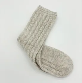 Cashmere Cable Knit Socks | Grey