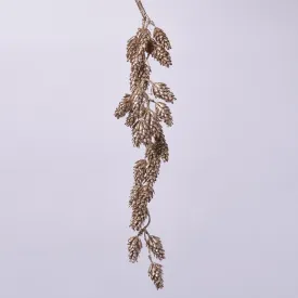 Champagne Gold Metallic & Silver Glitter Hanging Alpine Cone Spray Decorative Holiday Decor - 28"