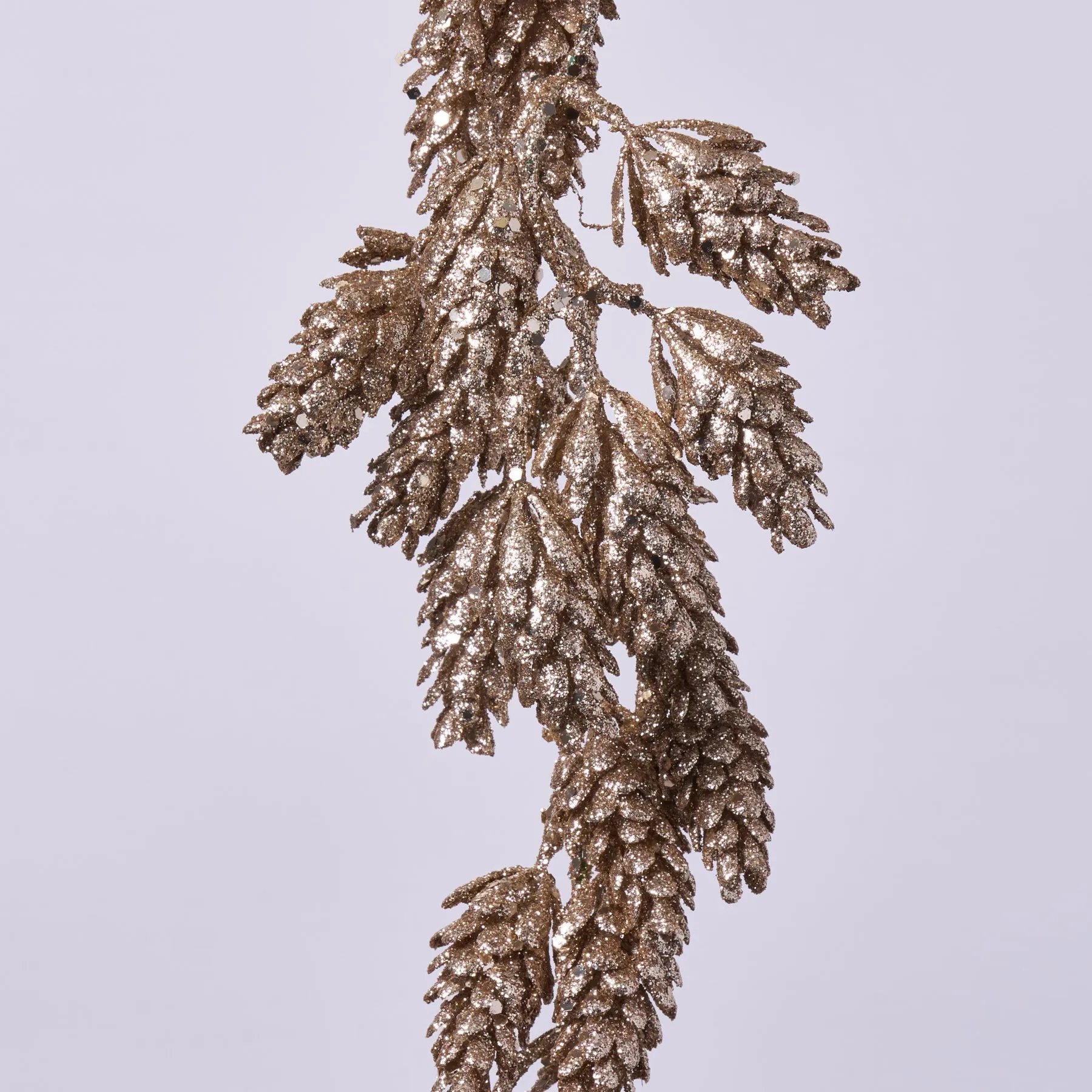 Champagne Gold Metallic & Silver Glitter Hanging Alpine Cone Spray Decorative Holiday Decor - 28"