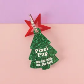 Christmas Tree, Serif, Personalized Pet Tag