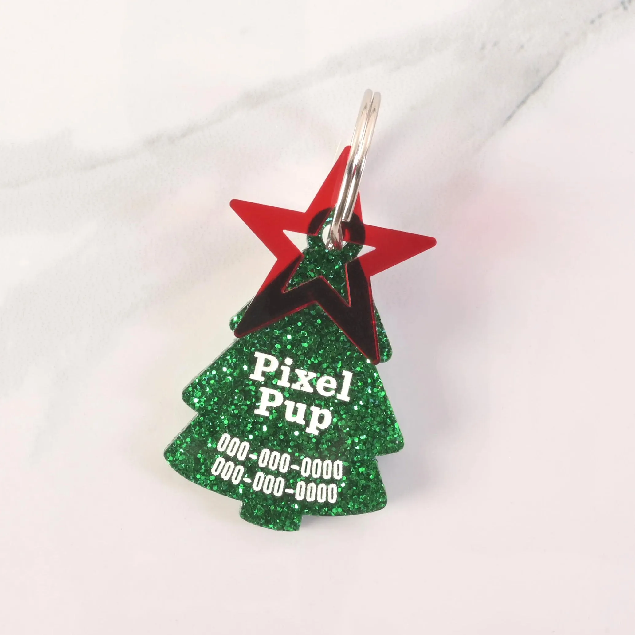 Christmas Tree, Serif, Personalized Pet Tag