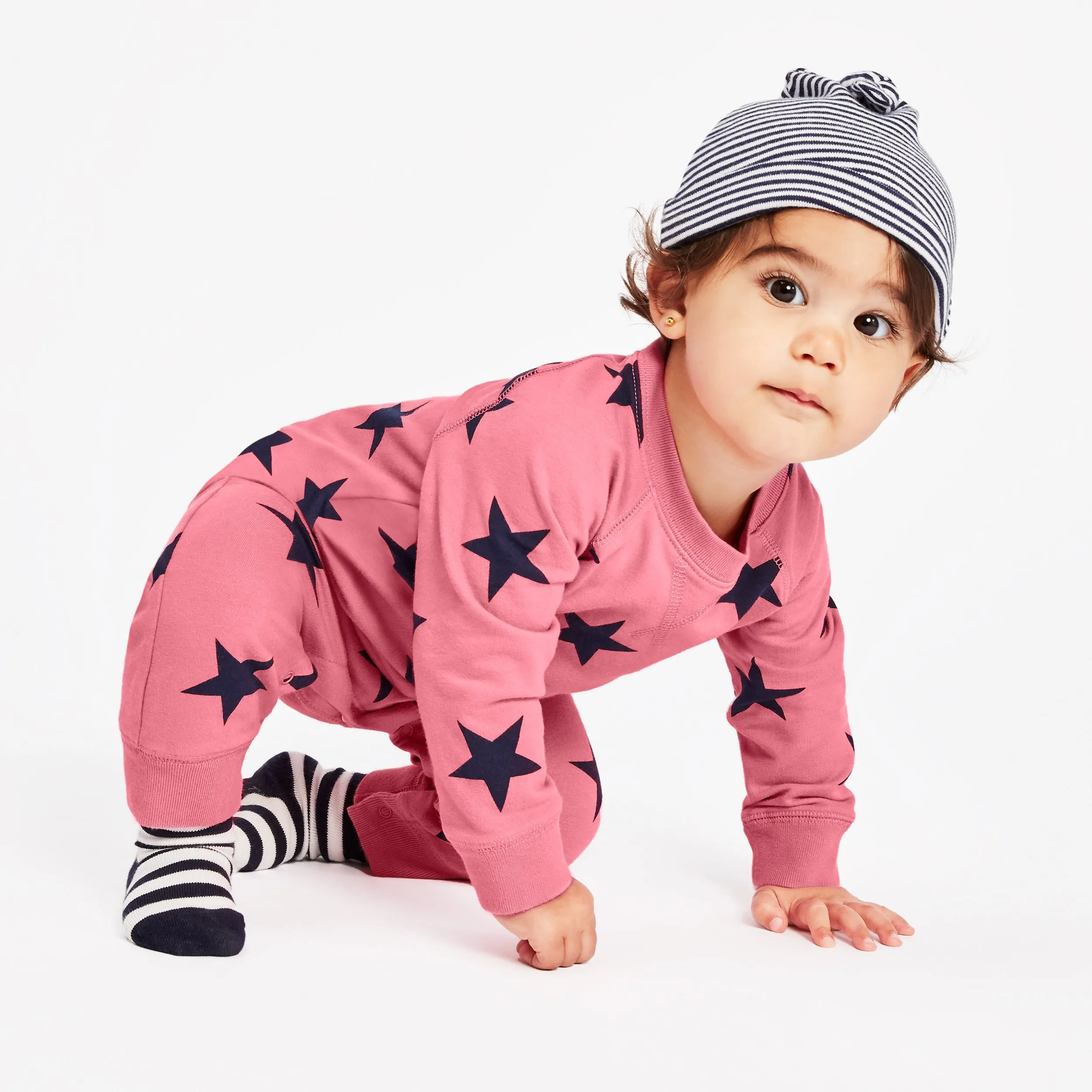Clearance baby sweatshirt romper in bold star