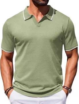 COOFANDY Mens Polo Shirts Short Sleeve Casual Knit Polo Shirt Vintage Golf T Shirts Old Money Tops