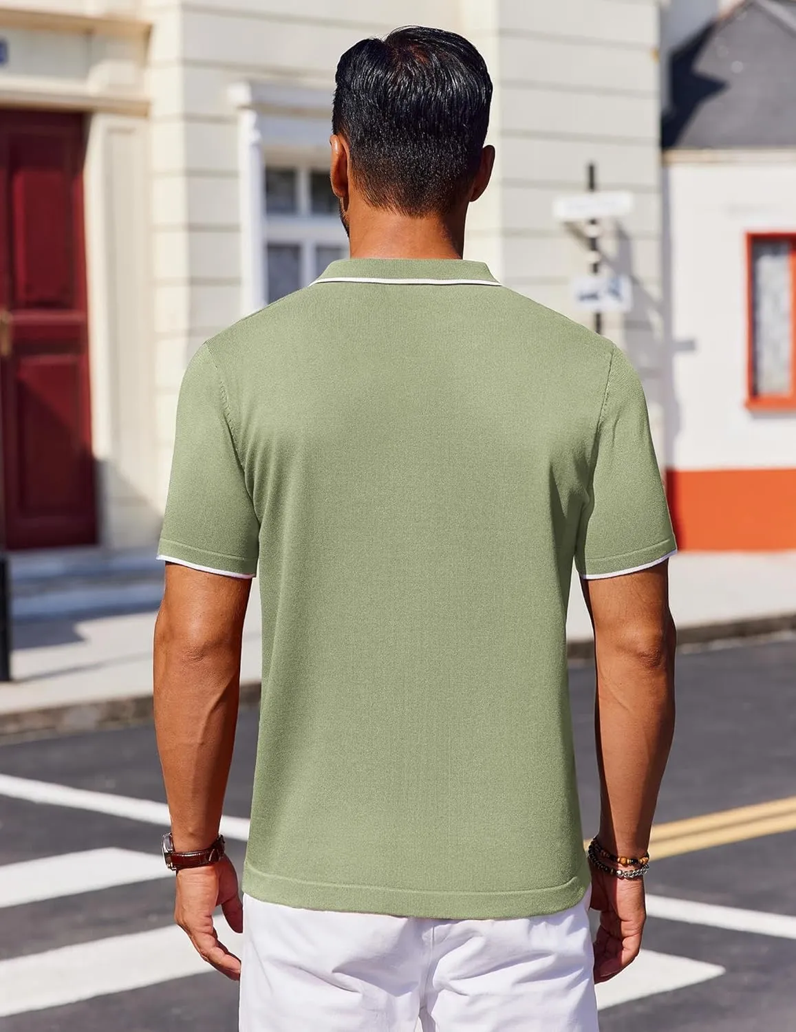 COOFANDY Mens Polo Shirts Short Sleeve Casual Knit Polo Shirt Vintage Golf T Shirts Old Money Tops