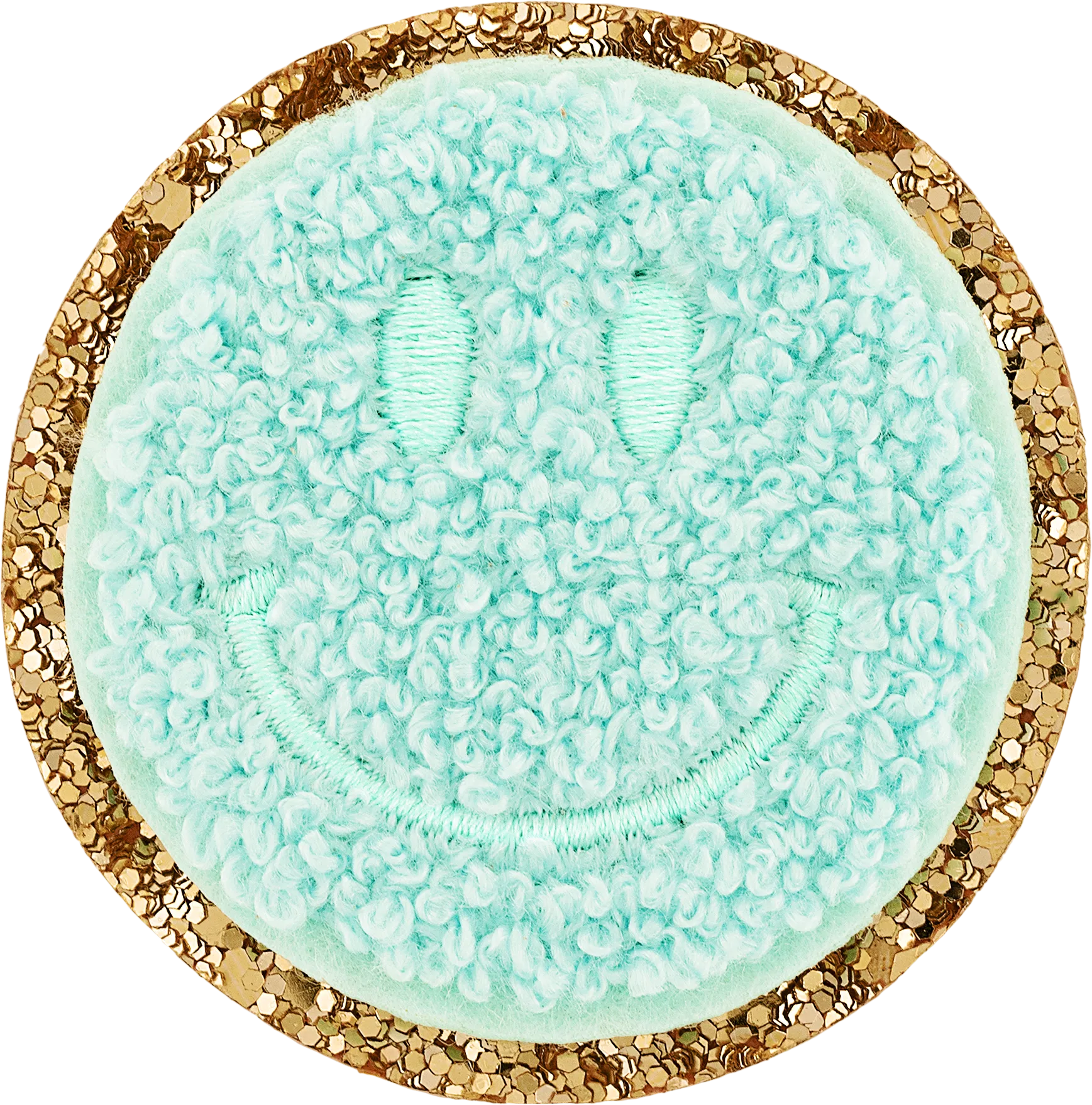 Cotton Candy Glitter Varsity Smiley Face Patch