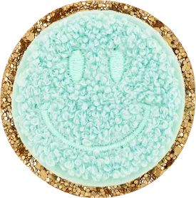 Cotton Candy Glitter Varsity Smiley Face Patch