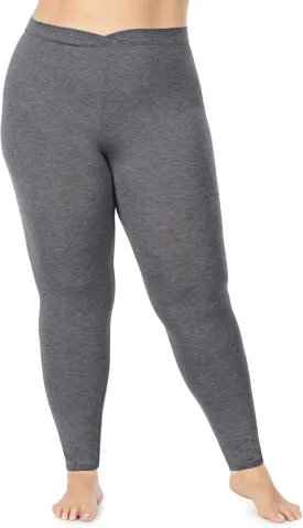 Cuddl Duds Softwear with Stretch Leggings for Women - Soft Lightweight Base Layer Tights - Mid Rise Crossover Waistband