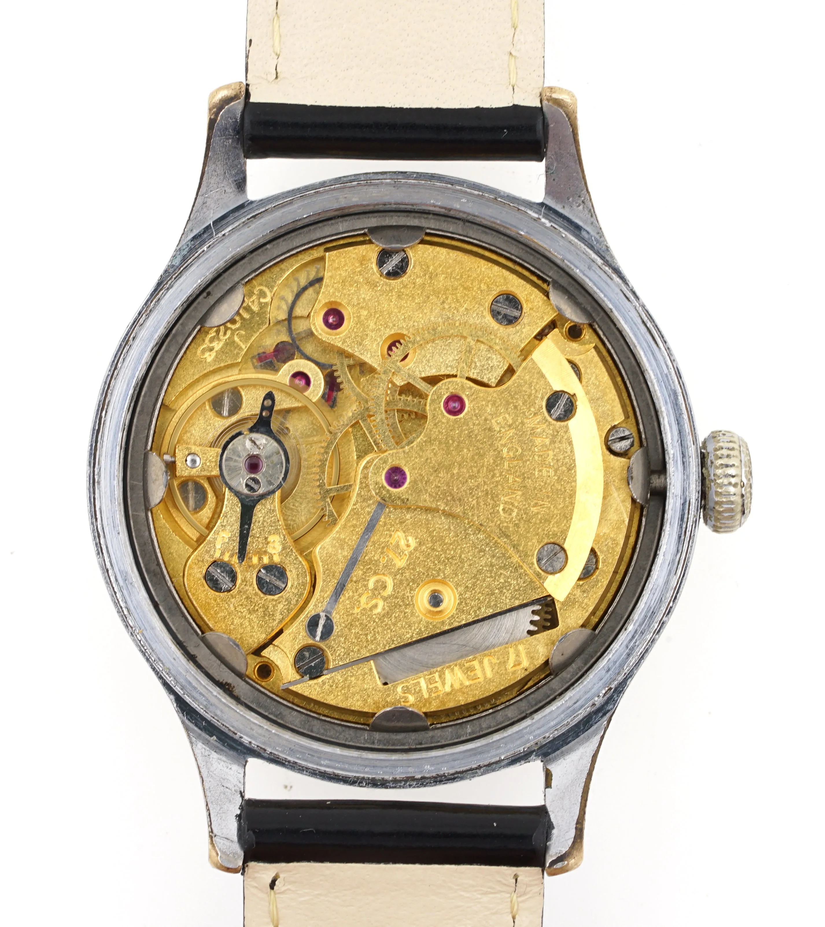 DELUXE SMITHS ENGLISH ANTARCTIC EXPEDITION PATTERN WRISTWATCH 17J SERVICED MODEL A454 c1958 PP ENGRAVING