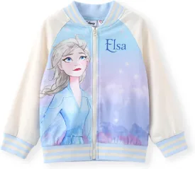 Disney Frozen Elsa Princess Moana Ariel Rapunzel Toddler Girl Varsity Bomber Jacket Lightweight Zip-up Sweatshirt 2-6T