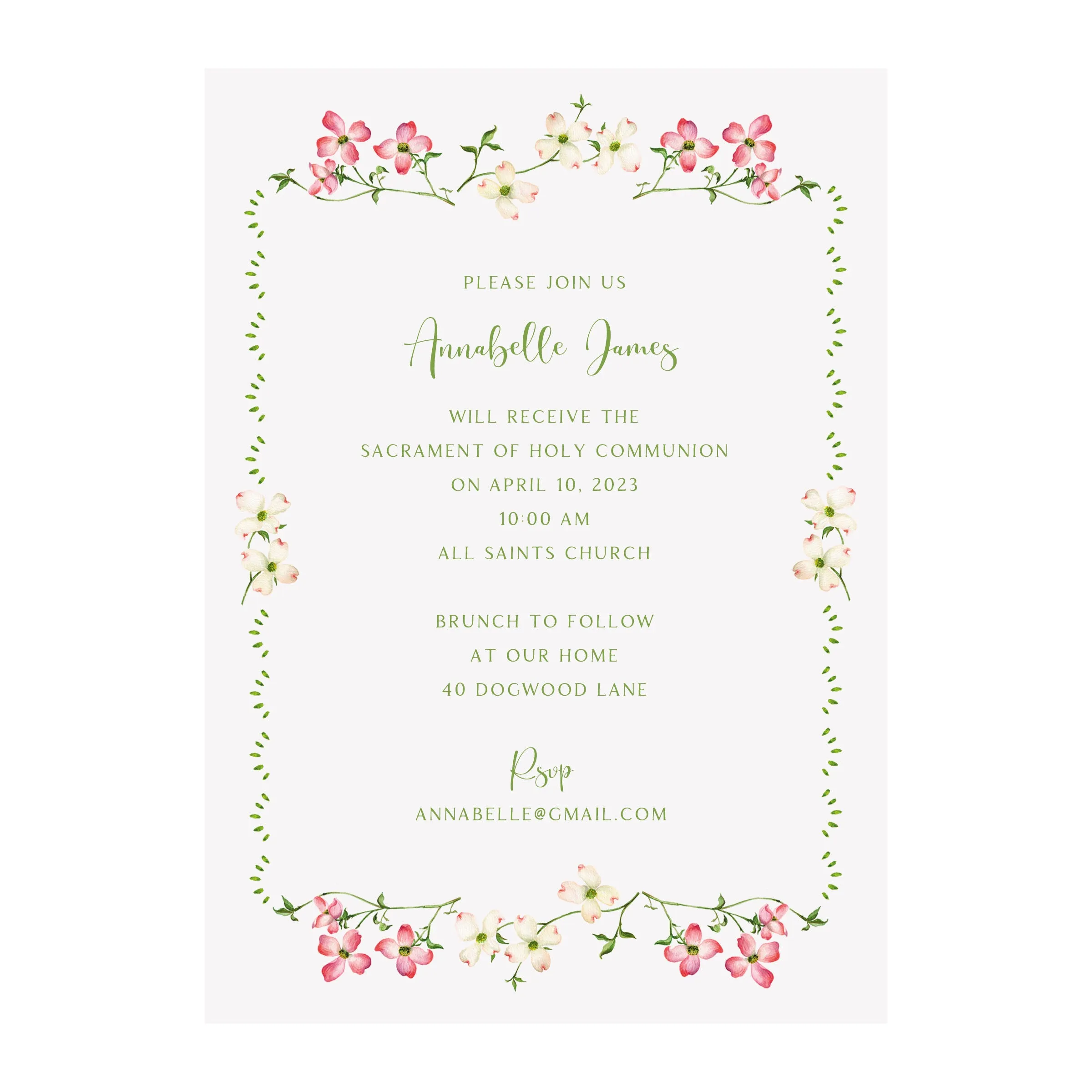 Dogwood Border Holiday & Special Occasion Invitation