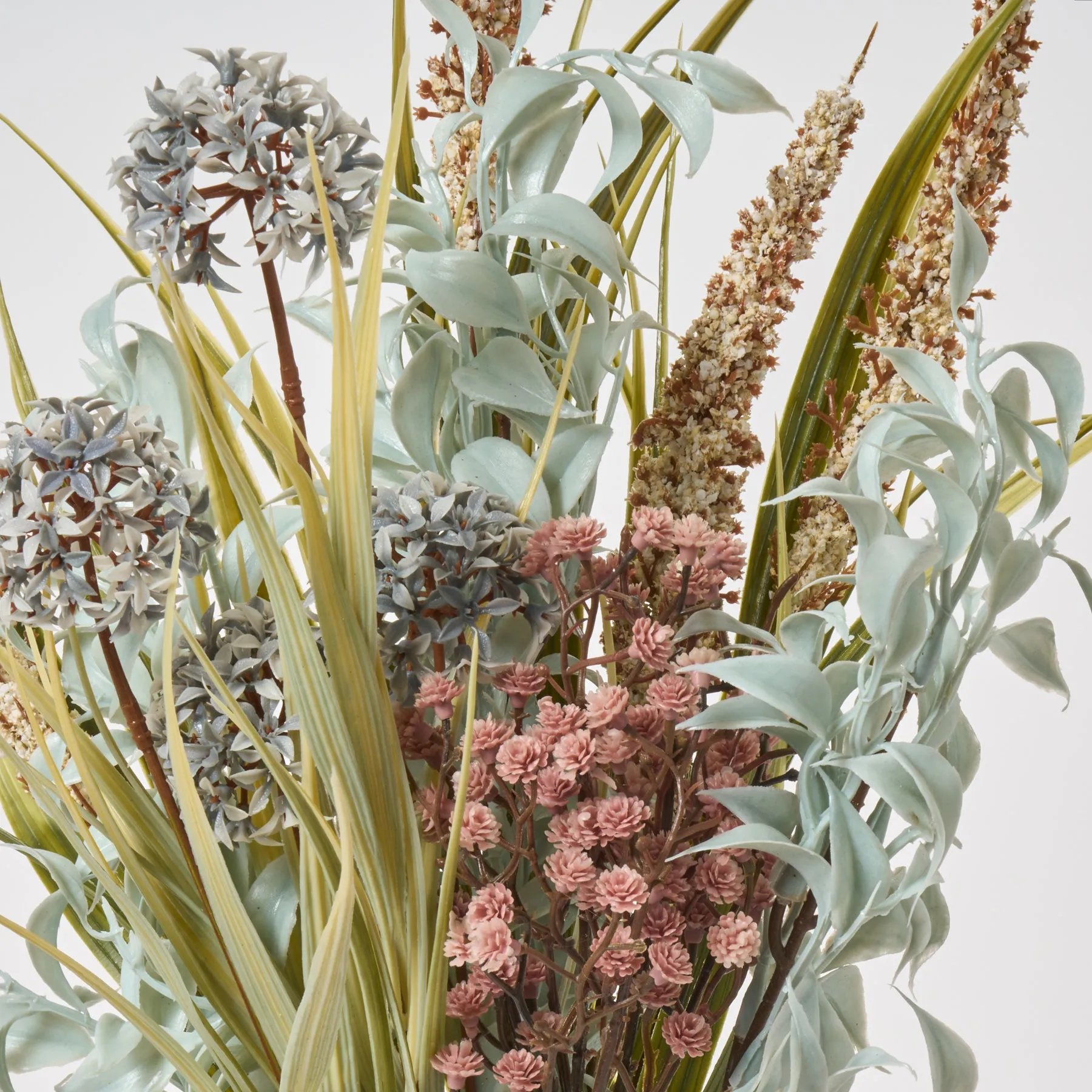 Dusty Green & Blue Mixed Fall Foliage Pick Dried Look Autumn Bundle Bouquet - 20"