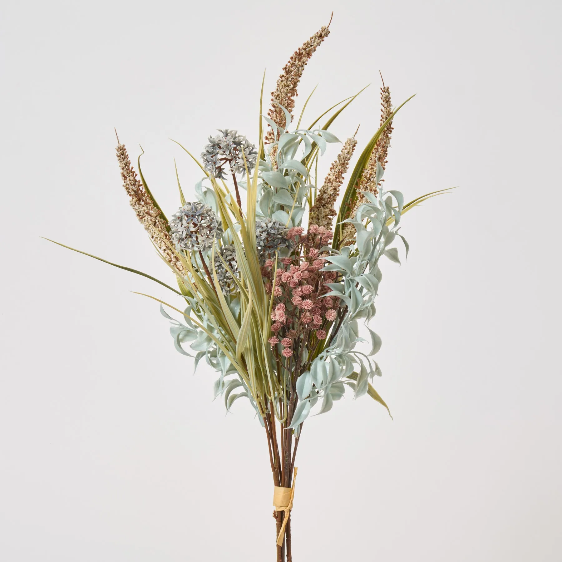 Dusty Green & Blue Mixed Fall Foliage Pick Dried Look Autumn Bundle Bouquet - 20"