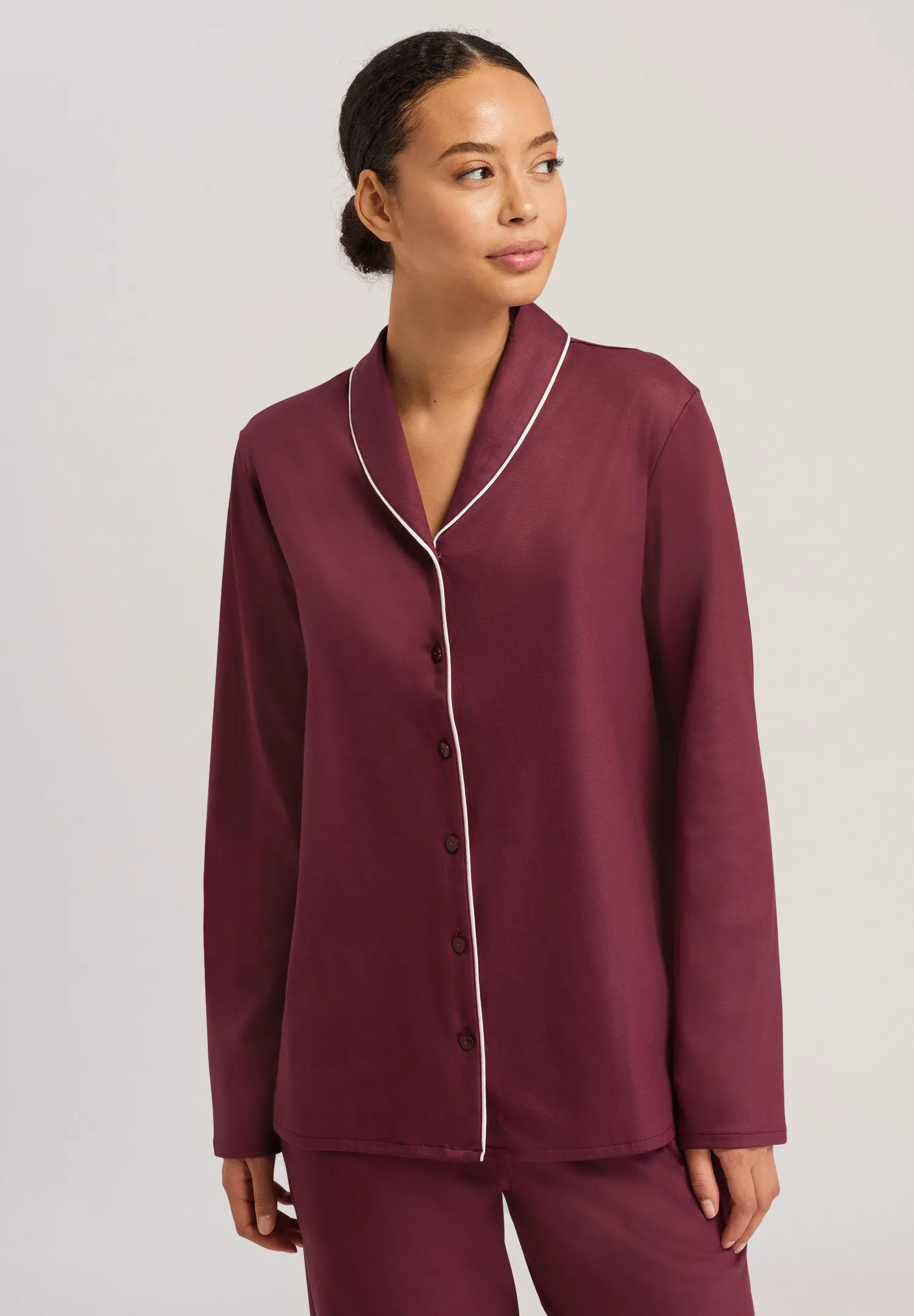 Eleni Shawl Collar Shirt | Ruby Wine 74985-2423