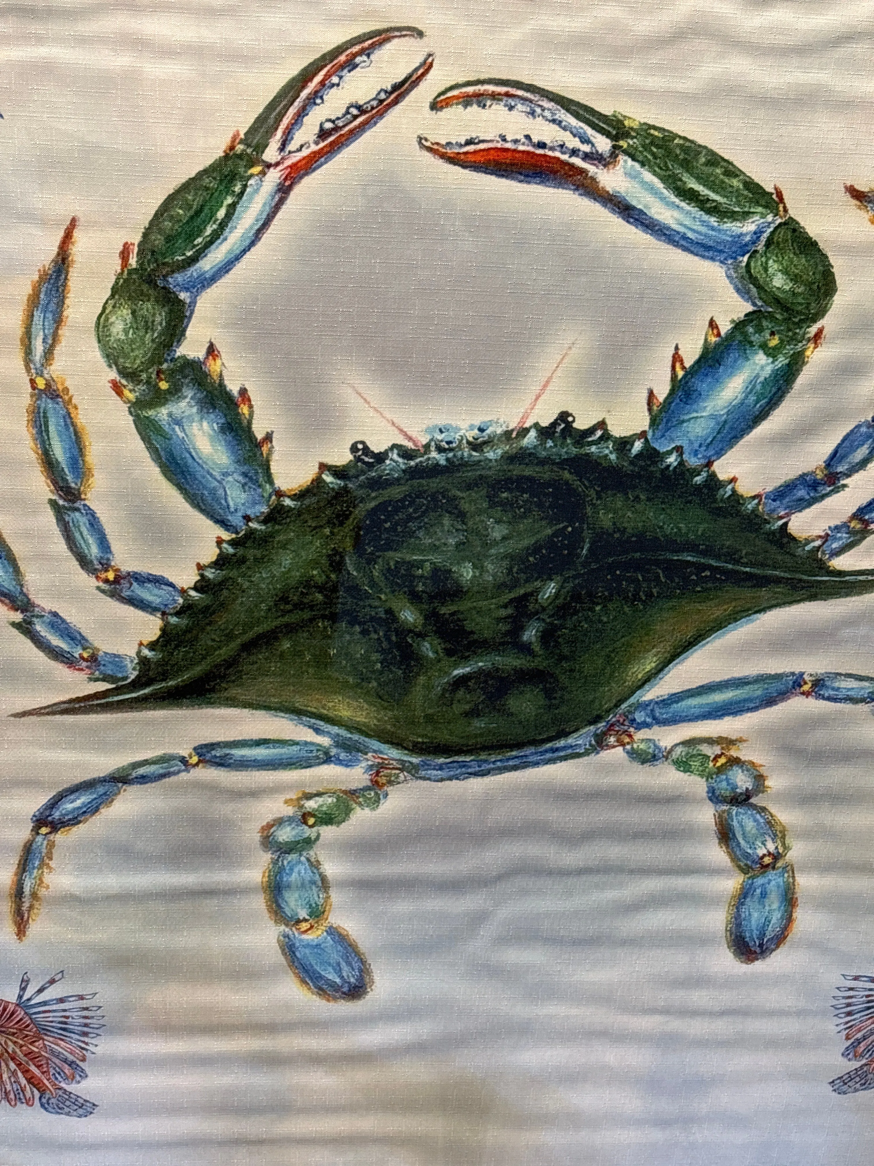Extra Extra Large Framed Crab/Fish Fabric (Tablecloth?)