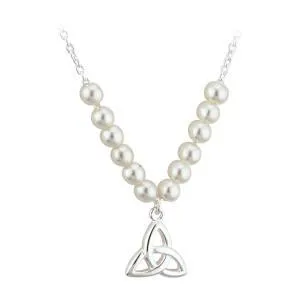 First Communion Pearl and Trinity Pendant