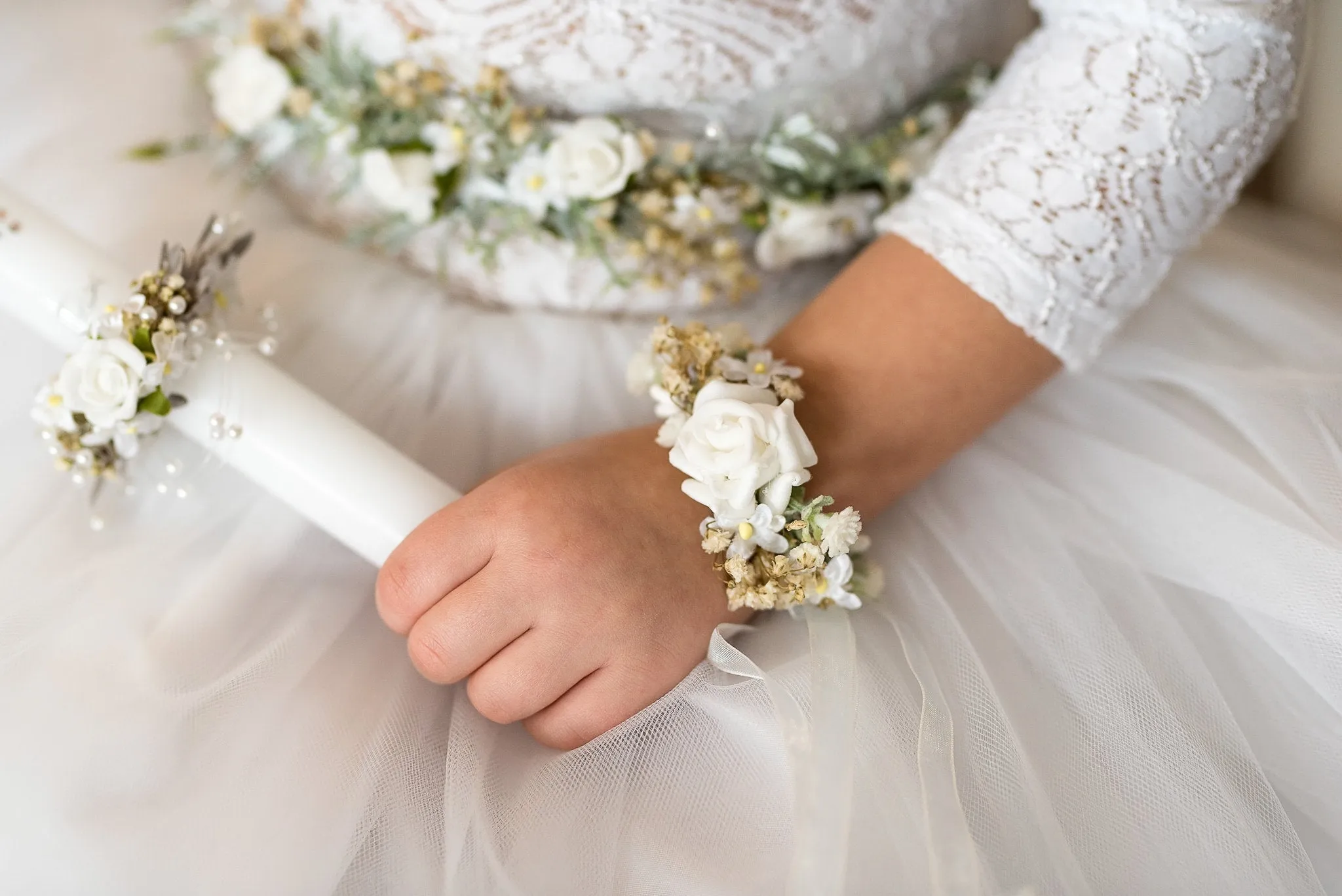 First holy communion bracelet with pearls