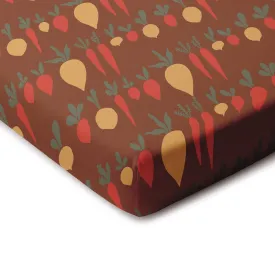 Fitted Crib Sheet - Root Vegetables Chestnut