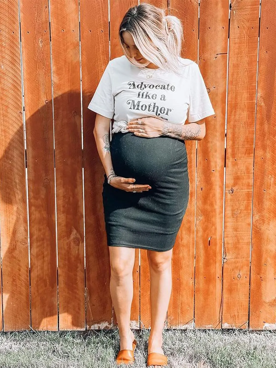 Glampunch Womens Maternity Sleeveless Dress Rib Knit Bodycon Pregnancy Tank Dresses for Daily Wearing or Baby Shower